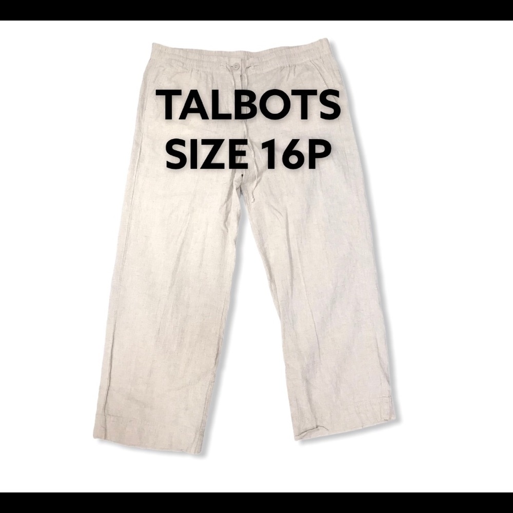 TALBOTS LINEN COTTON PANTS 16P ELASTIC WAISTBAND